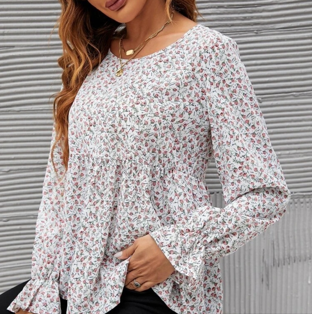 SHEIN Women's Floral Peplum Blouse NWT